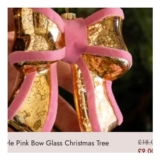 Vintage-Style Pink Bow Glass Christmas Tree Decoration