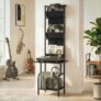 Vinyl Record Player Stand with Oxford Pockets, Black