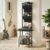 Vinyl Record Player Stand with Oxford Pockets, Black