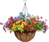 Violets Artificial Flowers with Hanging Basket For Home Decoration DIY Multicolore Silk Fake Flowers For Outdoor, Garden, Porch, Patio, Balcony, Wedding Ornaments, 1Pcs
