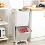 Voltsify 38L Double Compartment Trash Can with 4 Casters, White 2-Tier Design with code – Livingandhome Store