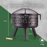 VonHaus Fire Pit with Flame Design, in Black or Brown/Bronzed Steel Fire Poker & Mesh Guard – Sold & Shipped by VonHaus UK