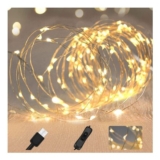 WALCHO USB Fairy Lights, 120 LEDs, 12m, Waterproof, Warm White
