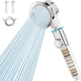 WELDUN Hard Water Filter Shower Head, Rotatable Shower Head with 20 Stage Filter, 1.5M Shower Hose, Bathroom Handheld Shower Heads with 3 Mode, Water Level Regulation Bottom, White