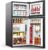 WELLENT 127L Fridge with Freezer, Double Door Compact Fridge with LED Light, 7-Stage Thermostat, 4 Glass Shelves, 43dB Ultra-Quiet Energy Efficient for Dorm, Office and Bedroom, Black
