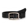 WHIPPY Womens Leather Belt for Jeans, Gold/Silver Buckle, Black, M