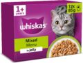 WHISKAS Adult Wet Cat Food in Jelly 12x85g Mixed Menu (Pack of 4)
