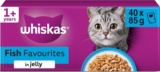 WHISKAS Adult Wet Cat Food in Jelly 40x85g Fish Favourites