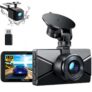 WOLFANG 2.5K Front & Rear Dash Cam, 1440P, 3.0 LCD, Super Night Vision, Loop Recording, G-Sensor, 170 Wide Angle, WDR & 24H Parking Guard