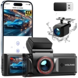 WOLFANG 4K Front & Rear WiFi Dash Cam, Dual Car Camera, 3 IPS, Super Night Vision, Loop Recording, G-Sensor, 170 Wide Angle, Parking Guard