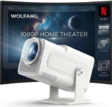 WOLFANG 4K Mini Projector (Built-in Apps/Official Netflix), 26000 Lumen WiFi 6 with 50% Zoom, 180