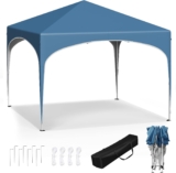 WOLTU Pop-up Gazebo, Gazebo 3m x 3m, Folding Event Shelter for Outdoor, Garden, Camping, Height Adjustable, Waterproof, UV-Protection, with Carry Bag, Blue