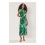 WOVCOR Floral Mesh Bardot Midi Dress with Draped Detail