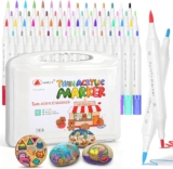 WSICSE 60 Color Acrylic Markers Paint Pens Set with Soft Brush Tips for Artists – Quick-Dry Waterproof Acrylic Paint Markers for Wood Glass Rock Canvas Ceramic Fabric DIY Crafts Gifts