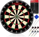 Wakefa Bristle Dart Boards for Adults, Steel Tip Dart Board Set, Professional Dartboard and Darts in Game Room Bar Office, Regulation Size High Grade Sisal Dartboards with 6 18g Metal Tip Darts