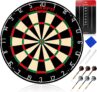 Wakefa Bristle Dart Boards for Adults, Steel Tip Dart Board Set, Professional Dartboard and Darts in Game Room Bar Office, Regulation Size High Grade Sisal Dartboards with 6 18g Metal Tip Darts