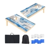 Wakefa Cornhole Set: 2 Solid Wood Boards, 3x2ft, 8 Bags