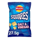 Walkers Squares Salt & Vinegar Crisps, 27.5g, Pack of 32