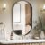 Wall Mirror Oval 60×90 CM Wall-Mounted Bathroom Vanity Mirror Stylish Black Mirror Wall Decor Rectangle Wall Hanging Mirror with Curved Corners for Hallway Entrance Living Room Bedroom