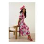 Wallis Floral Ottoman Twill Puff Sleeve Midi Dress