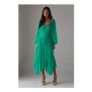 Warehouse Chiffon Gathered Seam Halter Tie Hanky Hem Midi Dress