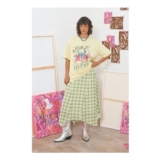 Warehouse Tony Check Chiffon Asymmetric Midi Skirt