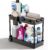 Waretary Under Sink Storage Kitchen Organiser, 2 Tier Slide Out Under Storage Box, Multi-Purpose Sink Cabinet Basket Organiser with 4 Hooks 1 Hanging Cup for Bathroom Kitchen(Black)