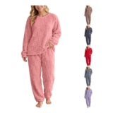 Warm Fleece Pajama Set for Women, Oversized Two-Piece Nightwear