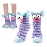 Warm Plush Coral Cartoon Monster Socks for Women