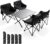 Warmiehomy Foldable Table and Chairs, Garden Table and Chairs Set 4, Carbon Steel Folding Table Fold up Chair with Side Pocket & Carry Bag, Outdoor Indoor Use for BBQ, Picnic, Parties (90cm Table)
