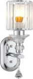 Warmiehomy Modern Crystal Wall Light Sconce, Silver Single Dimmable Wall Sconce, 34cm Wall Mounted Light with E27 Bulb Base, Indoor Lighting Wall Lamp Sconces for Living Room, Bedroom, Hallway