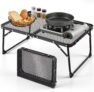 Warmiehomy Portable Camping Table, Small Aluminum Folding Picnic Table with Mesh Desktop, Lightweight, Grill Table for Camping, Picnic, Backpacking, RV, BBQ, 60x40cm