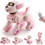 Warmiehomy Robot Puppy Toy for Kids Smart Robot Dog Voice Remote Control Toy with 17 Functions Sing & Dance,Interactive Touch & Follow Function Toys for 5 6 7 8-12 year old Birthday Gift Pink