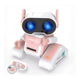 Warmiehomy Robot Toy with LED Eyes, Flexible Head, Pink
