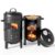 Warmiehomy Round Smoker BBQ Charcoal Barbecues with Temperature Gauge BBQ Charcoal Grill 2 Tier Outdoor for Party Camping, Black(404080cm