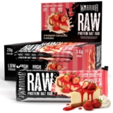 Warrior Strawberry Cheesecake RAW Protein Bars 12 x 75g High Protein Oat Flapjack Snack 20g Protein Per Bar, Low Sugar (£8.99 S/S)