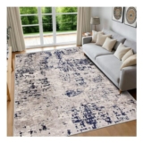 Washable Living Room Rug 200x300cm Blue Gray Modern Abstract