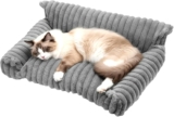Washable Pet Bed for Cats & Small Dogs Luxury Orthopedic Dog Sofa Bed with Removable Faux Fur Cover, Head & Neck Support, Non-Slip Bottom, Indoor Pet Bed for All Seasons (61x4625cm)