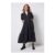 Washed Black Denim Zip Front Midi Tiered Dress