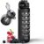 Water Bottle 1000ml Sports Water Bottle with Motivational Time Marker & Straw, Dishwasher Safe Leak-proof Drink Bottle BPA Free Non-Toxic Tritan Material 1 Click Open for Running Gym