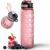 Water Bottle 1000ml Sports Water Bottle with Motivational Time Marker & Straw, Dishwasher Safe Leak-proof Drink Bottle BPA Free Non-Toxic Tritan Material 1 Click Open for Running Gym