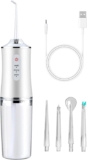 Water Flosser Cordless, 4 Modes with DIY Custom Pressure, Dental Care and Interdental Cleaning, 250ML & 4 Jet Tips Water Jet Teeth Cleaner, USB Rechargeable for 25-Days Use at Home Travel