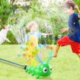 Water Sprinkler Kids Caterpillar Water Spray Sprinkler Spray Sprinkler 6 Wiggle Tubes Sponge Balls, Summer Outside Toys 3-12 Years Old Garden Backyard Lawn Splashing Fun Toys