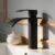 Waterfall Spout Bathroom Sink Mixer Taps,Single Handle Basin Mixer Tap, Lavatory Vessel Faucet,Stainless Steel,Matte Black Vanity Tap