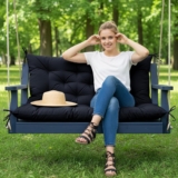 Waterproof Swing Seat Cushions: 2/3/4 Seater Thick Patio Bench with Anti Slip Stripor Garden Furniture Pad for Stylish Garden Decoration (Black, 150x100cm)
