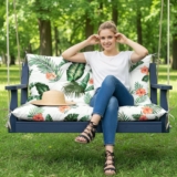 Waterproof Swing Seat Cushions: 2/3/4 Seater Thick Patio Bench with Anti Slip Stripor Garden Furniture Pad for Stylish Garden Decoration (Hawaiian, 150x100cm)