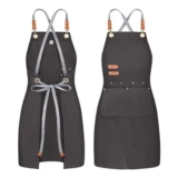 Wdsilkbo Black Waterproof Apron for Men and Women, 3 Pockets