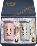 Wedding Gifts Mr and Mrs Mugs, Couple Gifts Engagement Gif-ts for Couples, Novelty Cups Set for Engagement Wedding Bridal Shower Bride and Groom to Be Newlyweds Anniversary, Marble Ceramic Mugs 14Oz