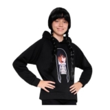 Wednesday Girls Hoodie, Hooded Sweatshirt, Black, 9-10 Yrs