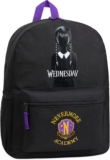 Wednesday School Backpack for Kids and Teenagers 37 x 29cm with Water Bottle Pocket – Girls Gifts (Black/Yellow)